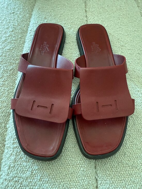 Rare Hermes Leather Slide Flat Sandals - Picture 2 of 5
